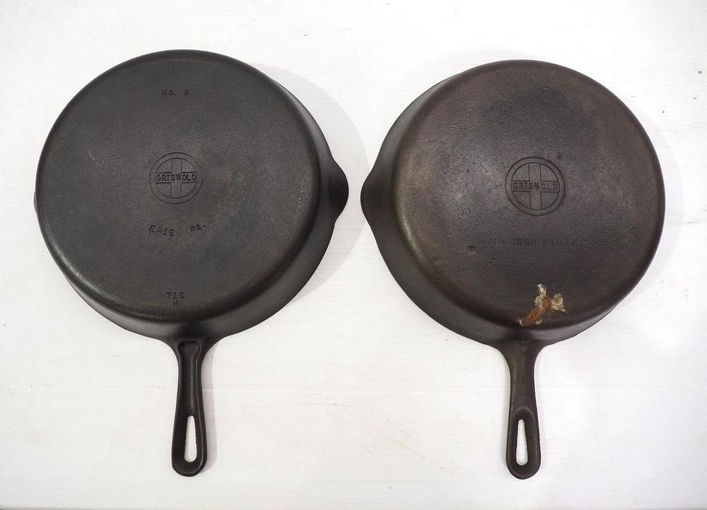 Lot 2598: (2) Griswold No.9 cast iron skillets