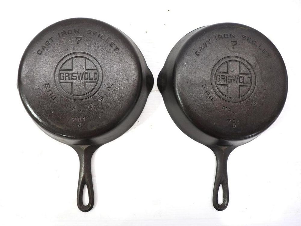 Lot 2614: (2) Griswold No.7 cast iron skillets