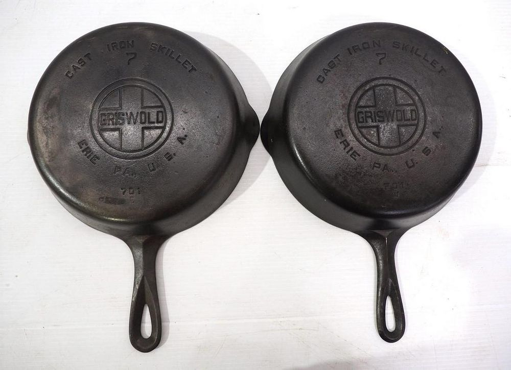 Lot 2615: (2) Griswold No.7 cast iron skillets