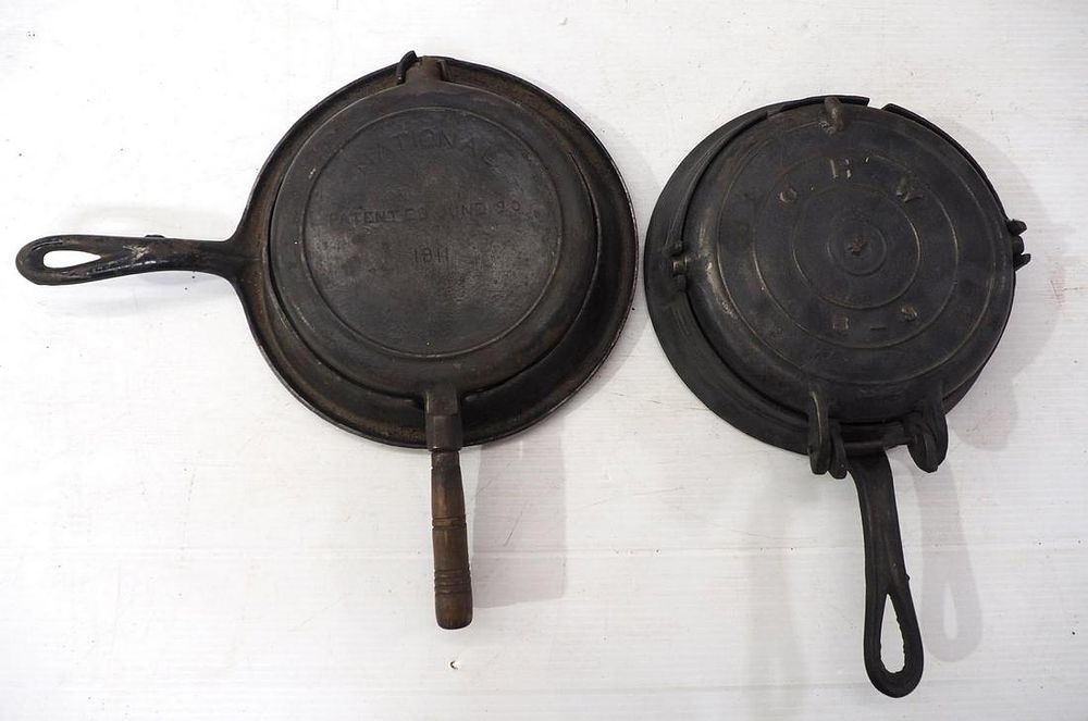 Lot 2641: (2) Cast iron waffle irons