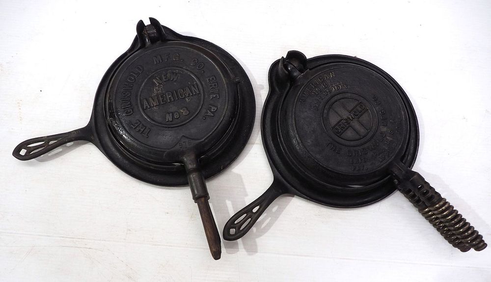 Lot 2664: (2) Griswold No.8 cast iron waffle irons