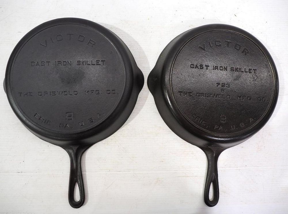Lot 2700: (2) Victor No.9 cast iron Skillets