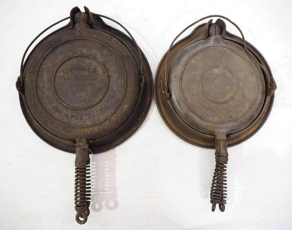 Lot 2727: (2) Cast iron waffle irons
