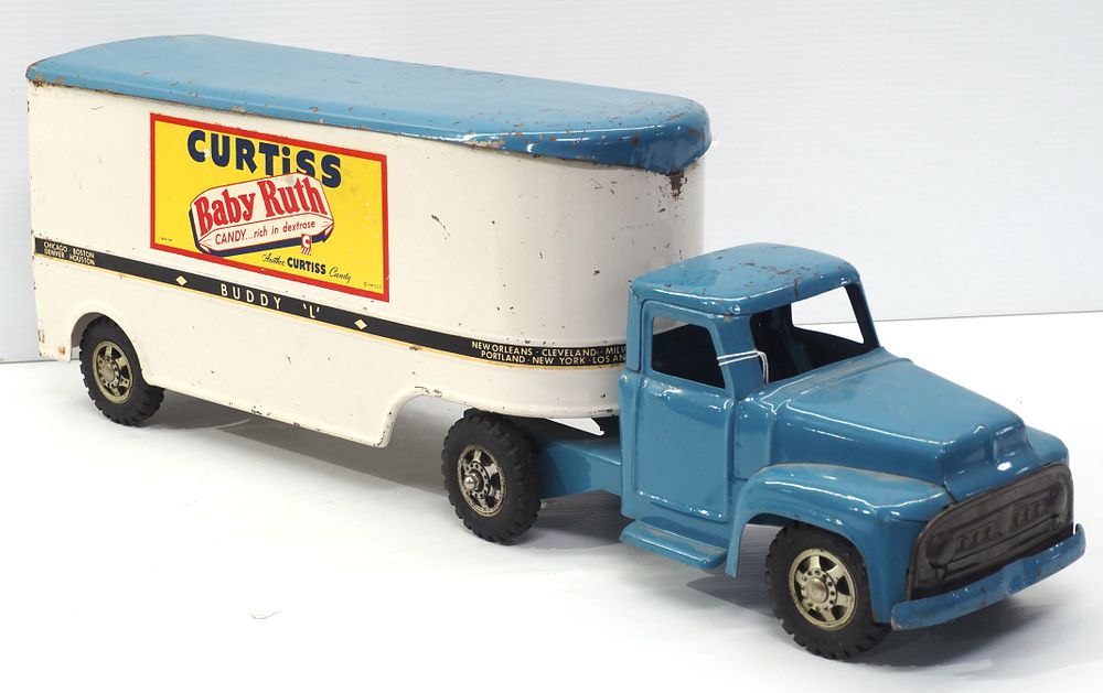 Lot 2177: 1950's blue Buddy L Curtis delivery truck