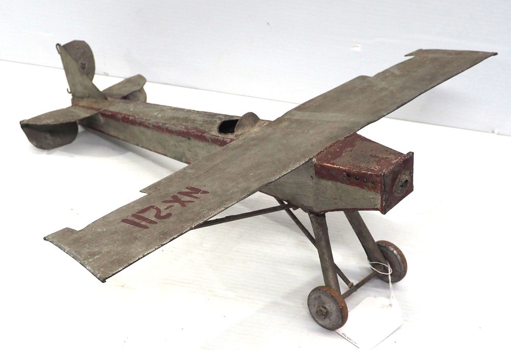 Lot 2262: Homemade? metal Spirit of St Louis toy airplane