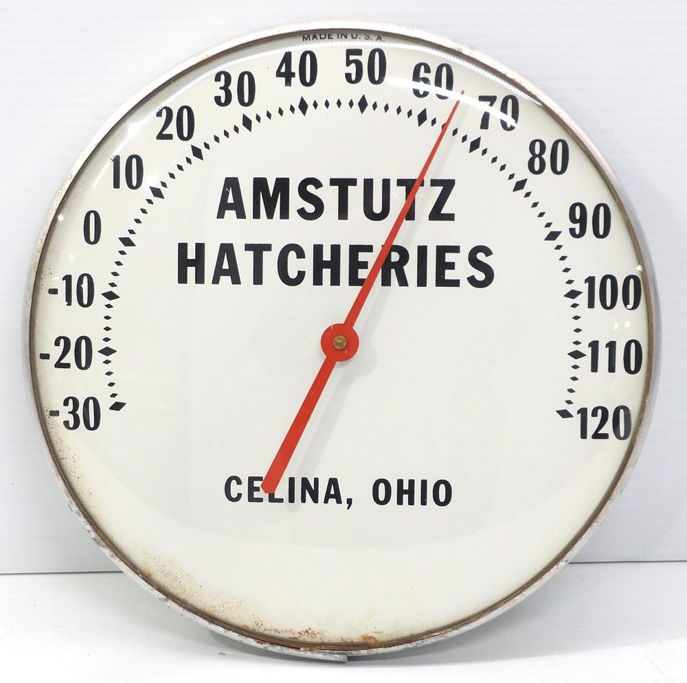 Lot 346: Amstutz Hatcheries thermometer