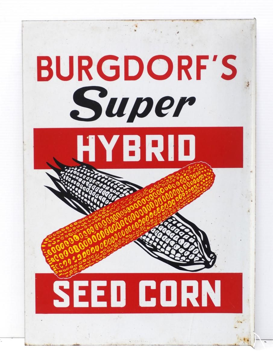 Lot 622: Burgdorf's Super Hybrid Seed Corn sign