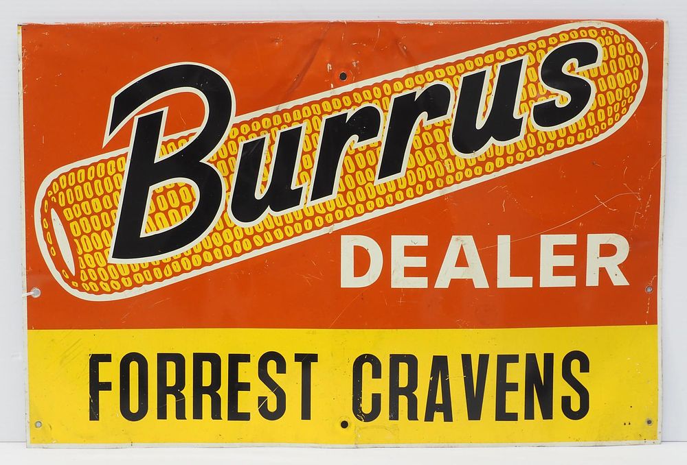 Lot 674: Burrus Dealer seed corn sign