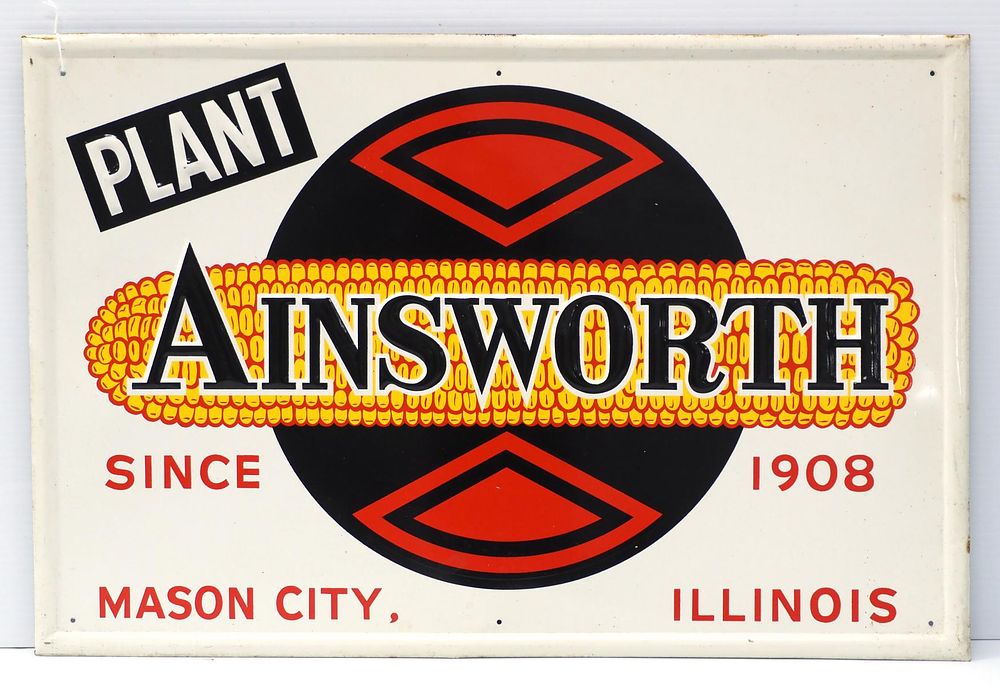 Lot 679: Plant Ainsworth seed corn sign