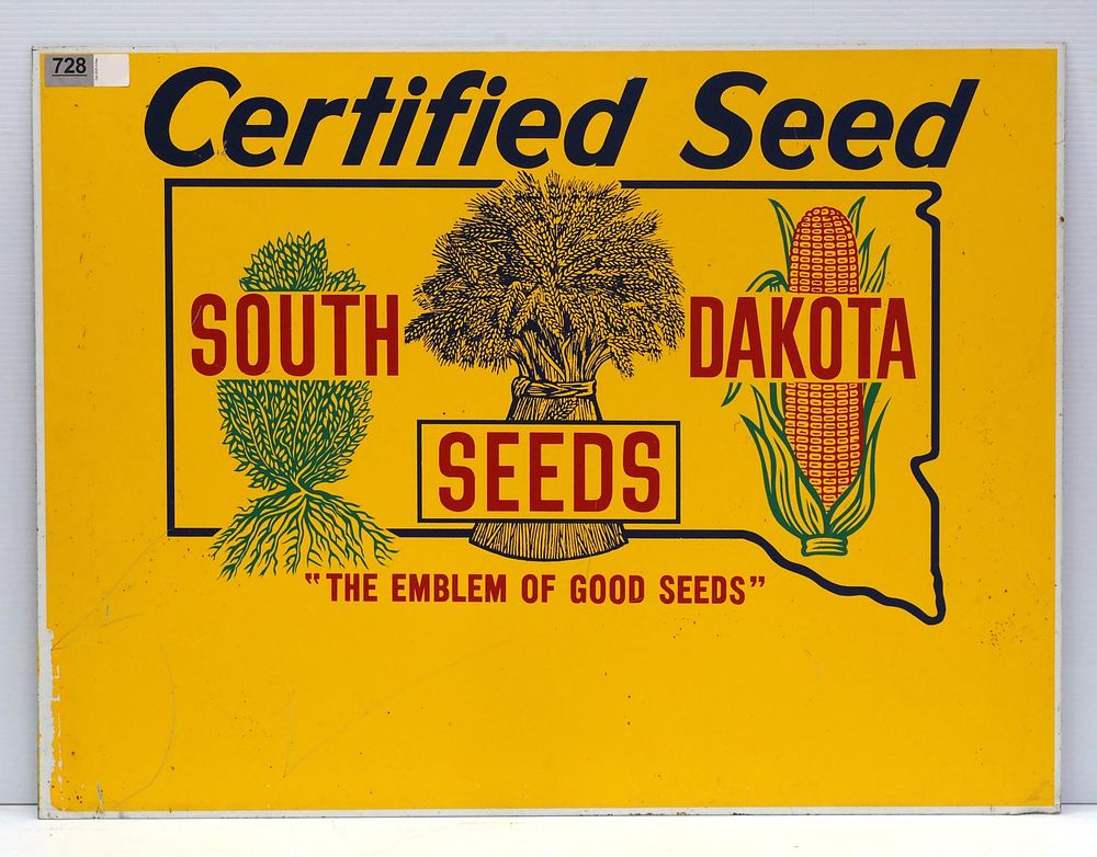 Lot 728: South Dakota Certified Seeds dealer sign