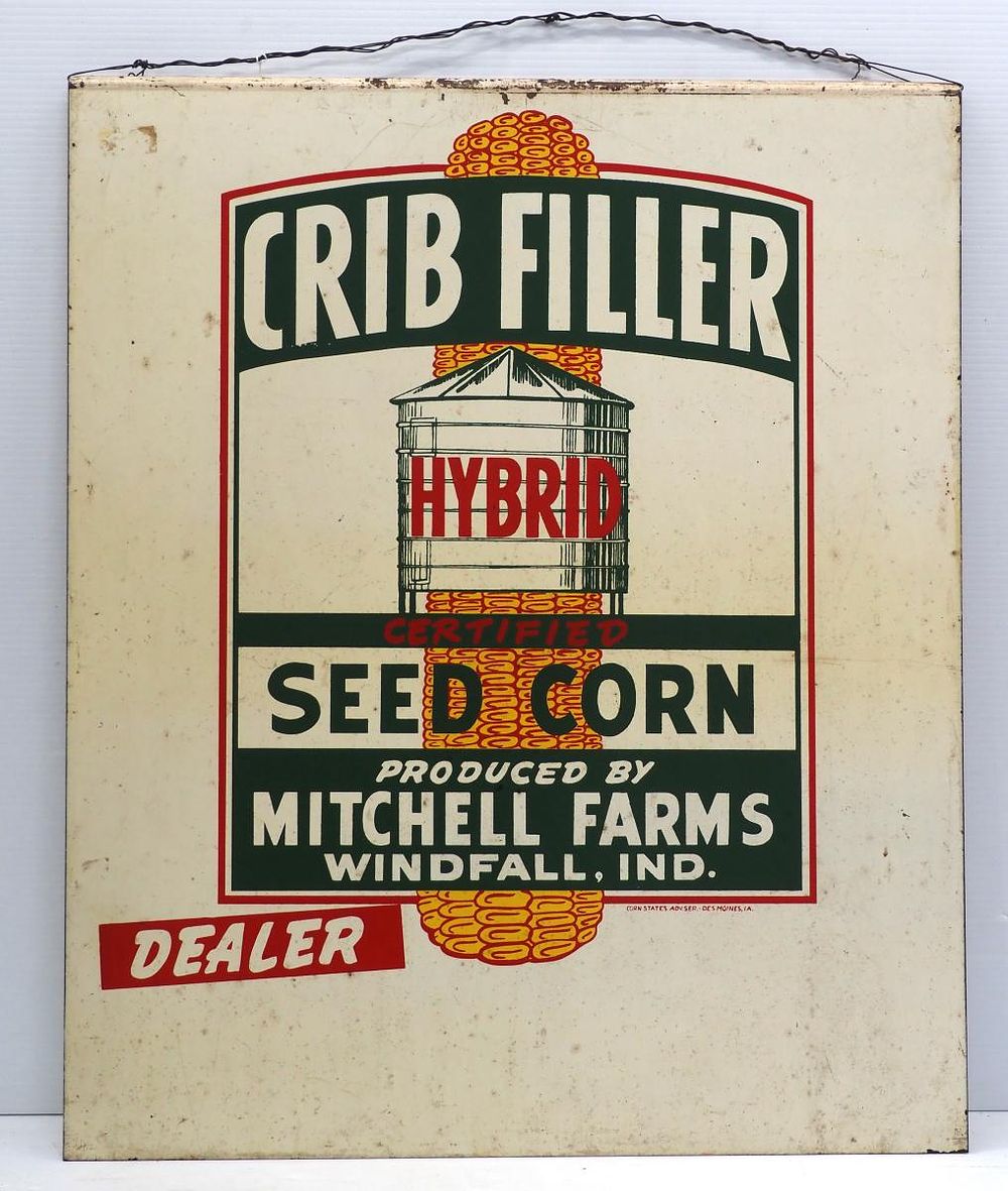Lot 729: Crib Filler Hybrid Seed Corn dealer sign
