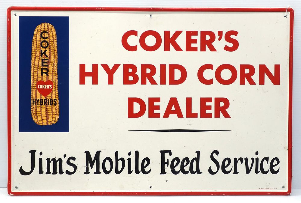 Lot 746: Coker's Hybrid Corn Dealer sign
