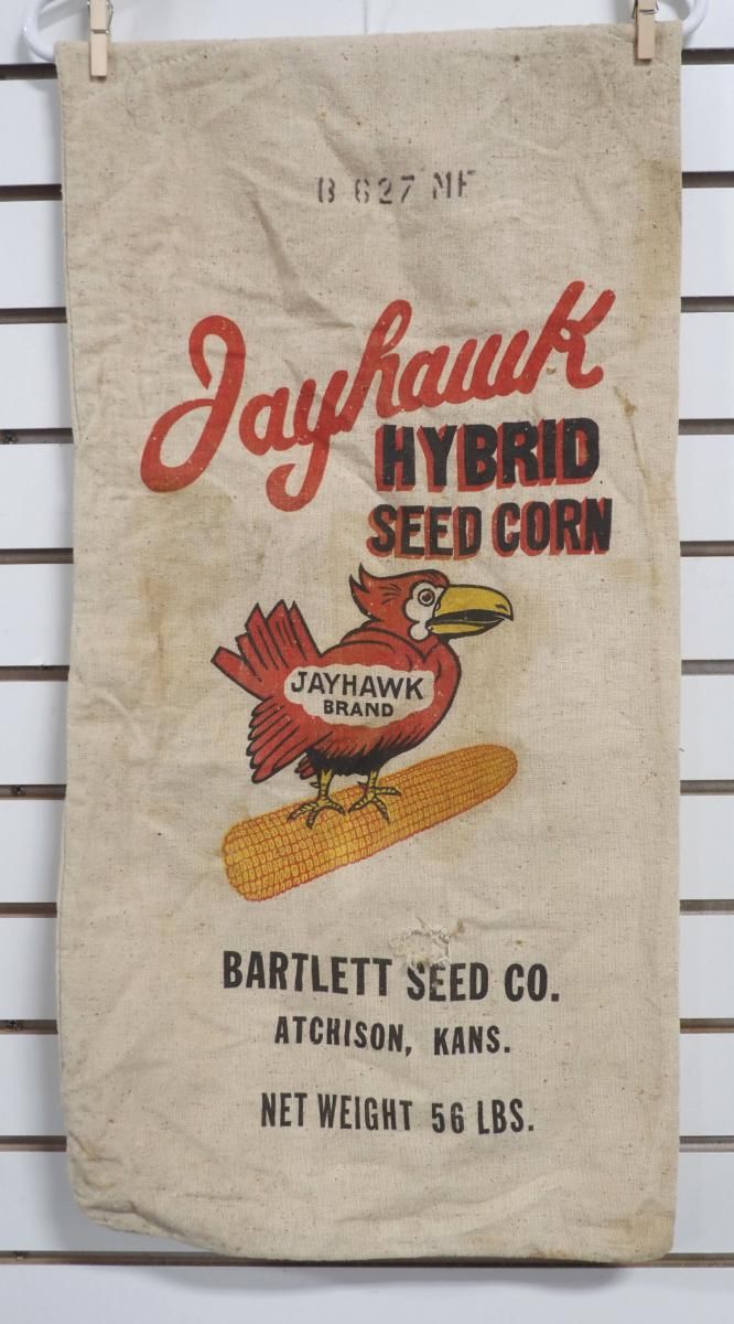 Lot 800I: Jayhawk Hybrid Seed Corn cloth seed bag