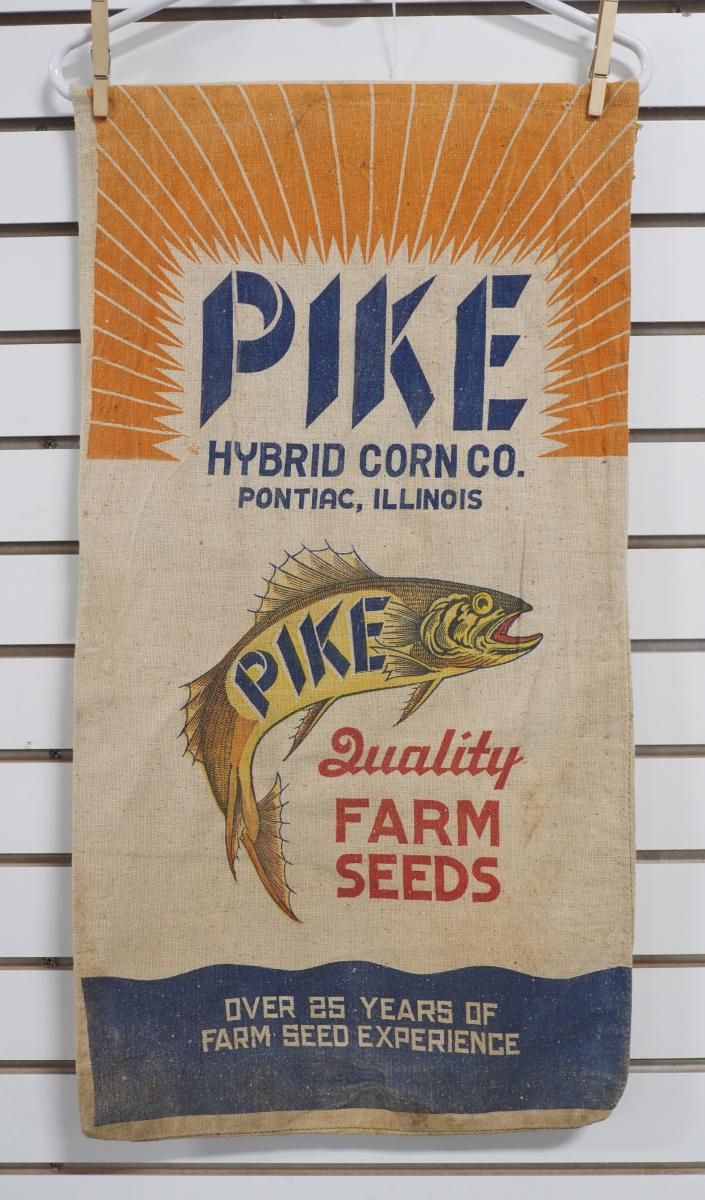 Lot 800K: Pike Hybrid Seed Corn Co. cloth seed bag