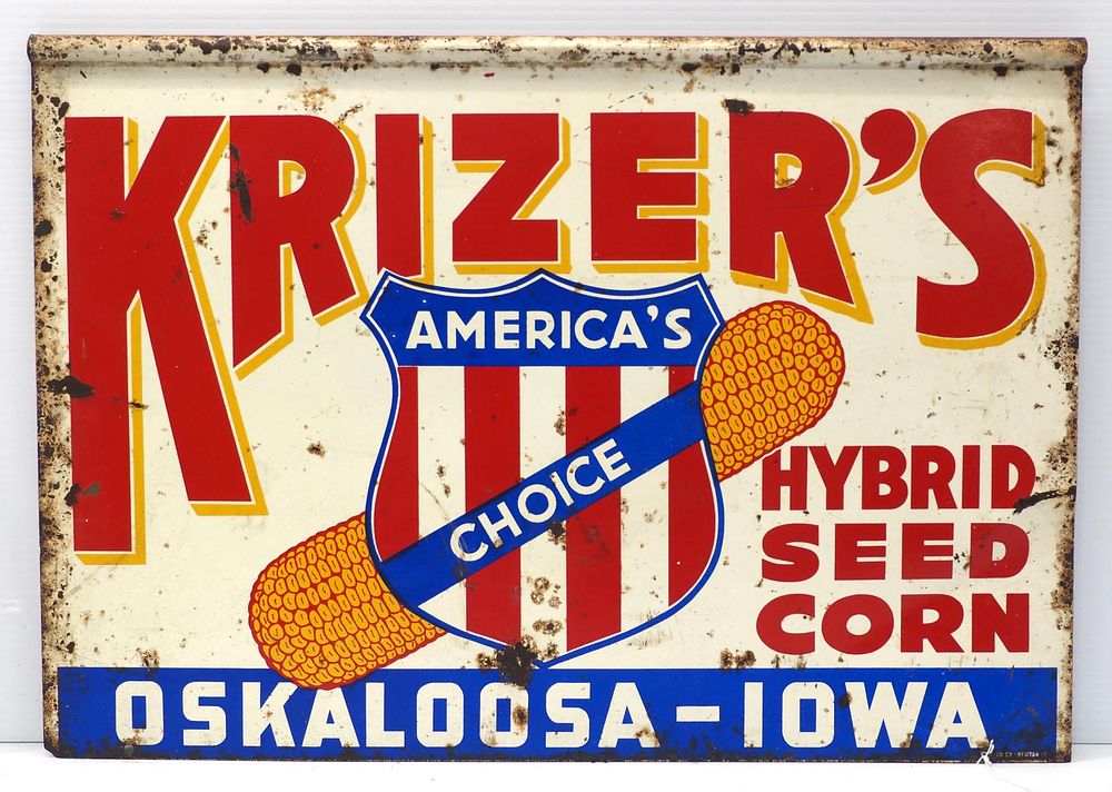 Lot 808: Krizer's Hybrid Seed Corn sign