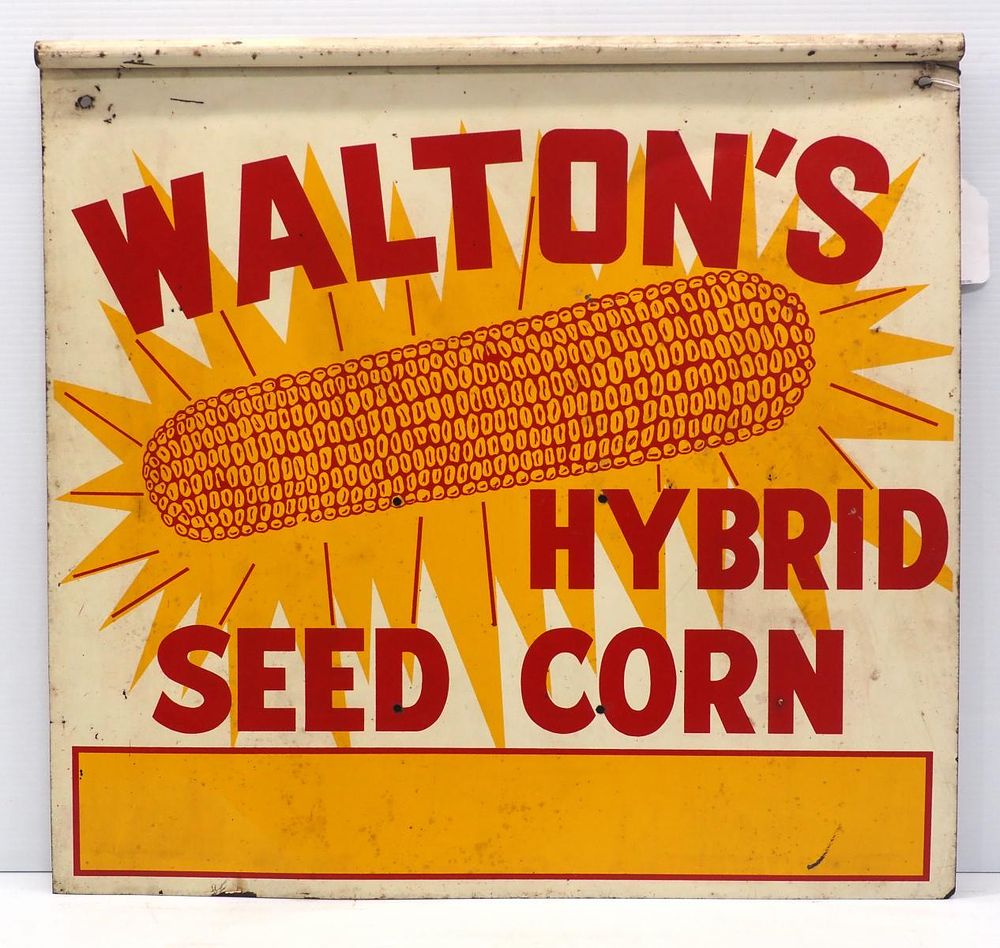 Lot 818: Walton's Hybrid Seed Corn dealer sign