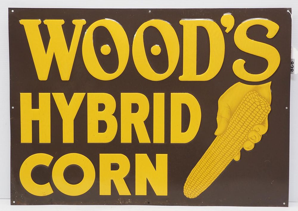 Lot 828: Wood's Hybrid Corn sign