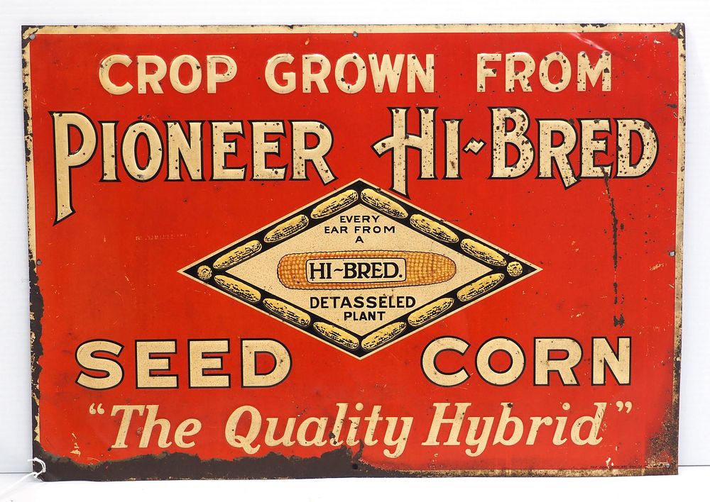 Lot 829: Pioneer Hi-Bred Seed Corn sign
