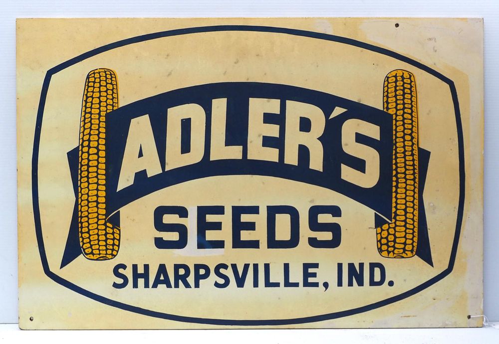 Lot 864: Adler's Seeds, Sharpsville, IND sign