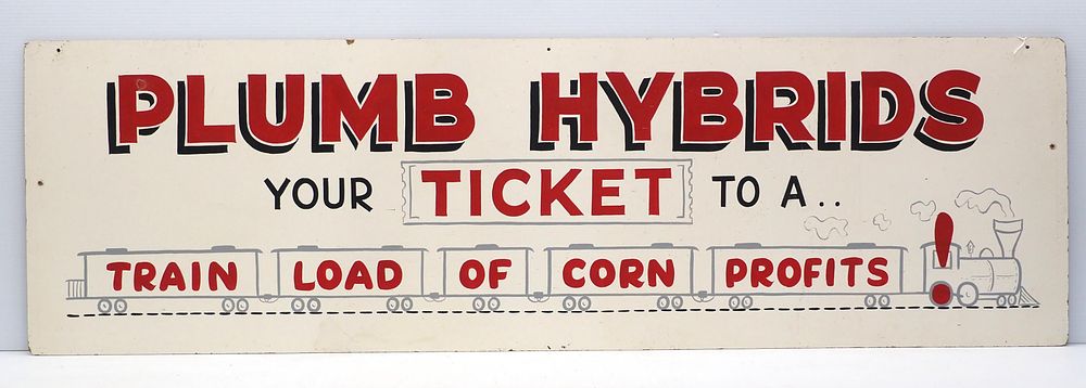 Lot 881: Plumb Hybrids seed corn sign