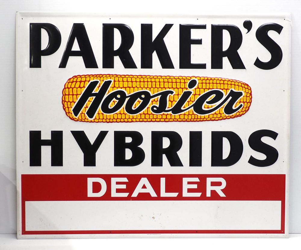 Lot 895: Parker's Hoosier Hybrids Dealer sign