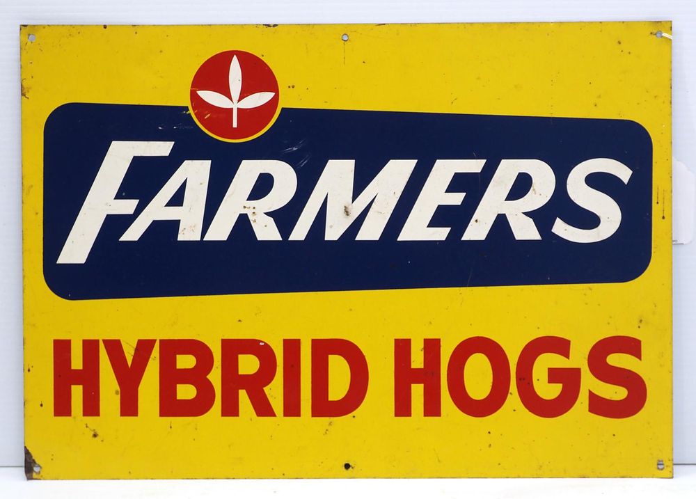 Lot 906: Farmers Hybrid Hogs sign
