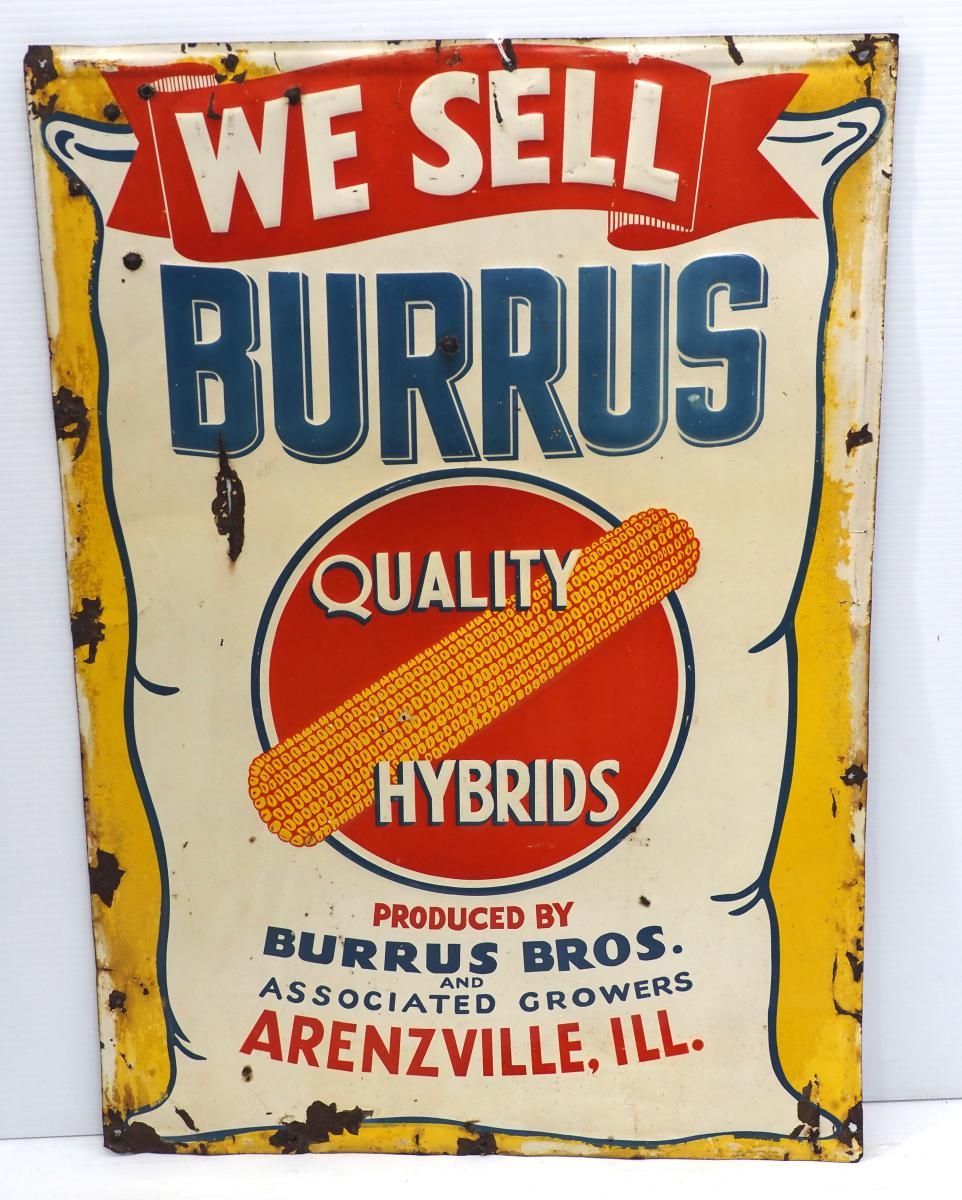 Lot 948: We Sell Burrus Quality Hybrids sign