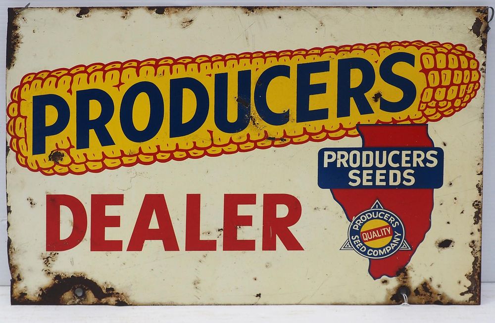 Lot 958: Producers Dealer seed corn sign