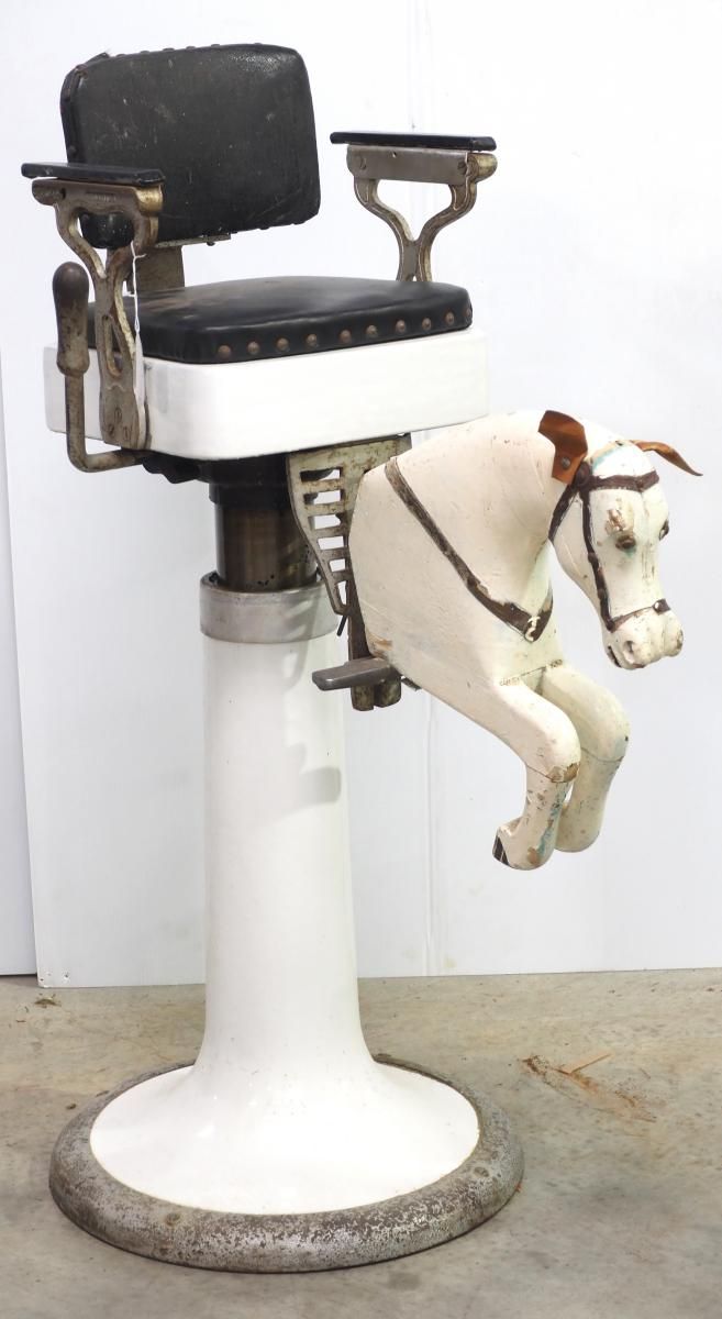 Lot 1288: Child's wooden horse barber chair