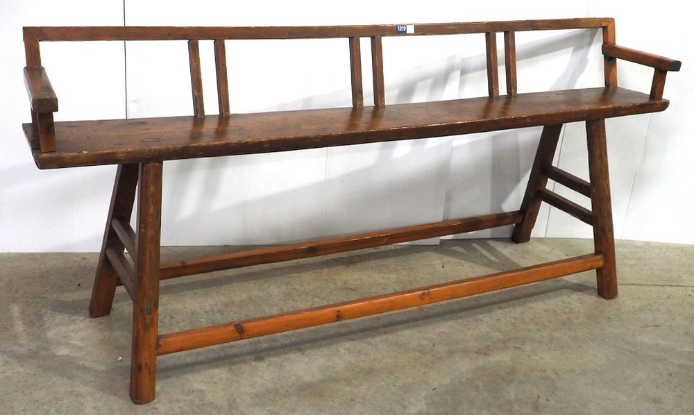 Lot 1319: Tall wooden bench