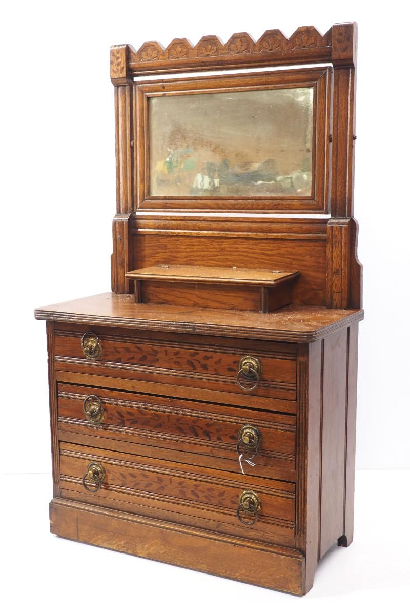 Lot 1332: Early wooden child's dressing table