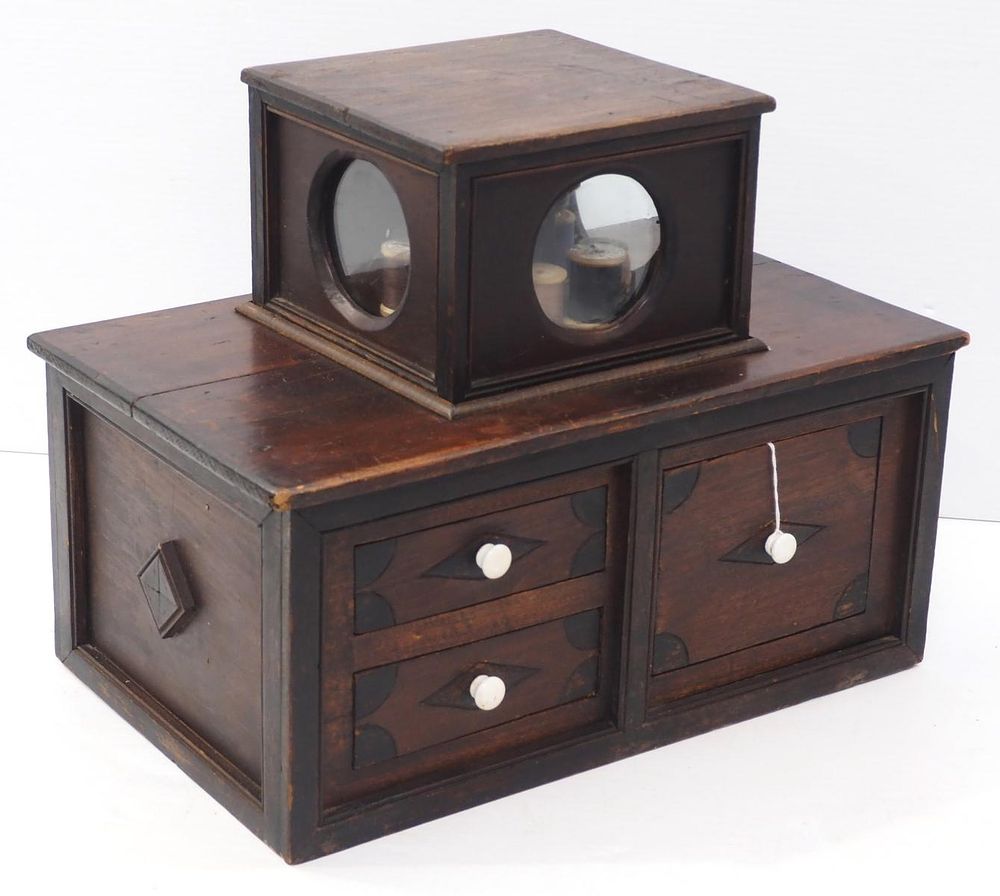 Lot 1359: Wooden sewing cabinet