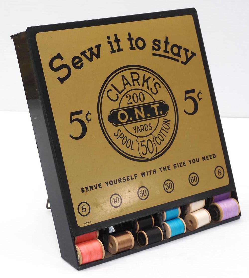 Lot 1428: Clark's O.N.T. 5-cent Sew it to Stay spool display