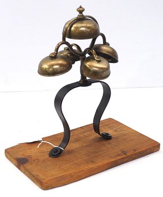 Set of brass harness bells, bells measure 6"x8"x12"