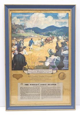 McCormick Deering dealer advertisement. Framed paper dealer advertisement for McCormick Deering 