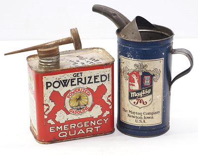 Maytag fuel mixing can / Powerized Gasoline tin. Maytag fuel mixing can / Powerized Gasoline 