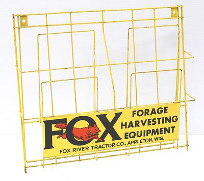 Fox River Tractor Co. wire brochure rack with front sign18"W x 16"H
