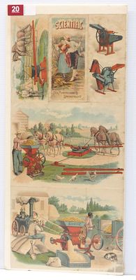 Foos Manufacturing Co. paper brochure with illustrations of Scientific farm equipment 
