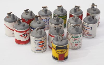 (15) Miniature 5-gallon gas cans for Phillips 66, Pennzoil, D-X, Chevron, IH, Shell, Texaco and 