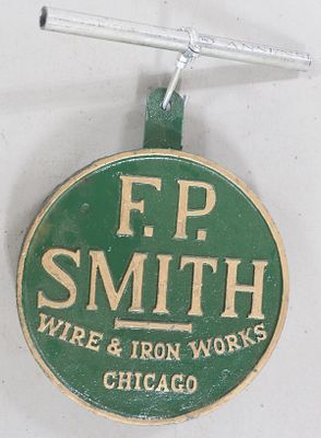 RARE! 125 lb solid cast iron fire escape weight. 14"dia. 125 lb solid cast iron fire escape 