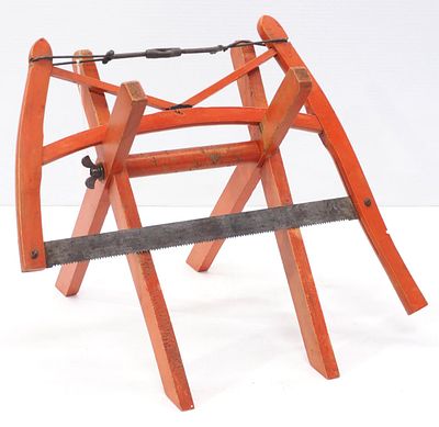 J. Barton Smith bucksaw display on stand, 17"x12.5"x13"H - Good with wear