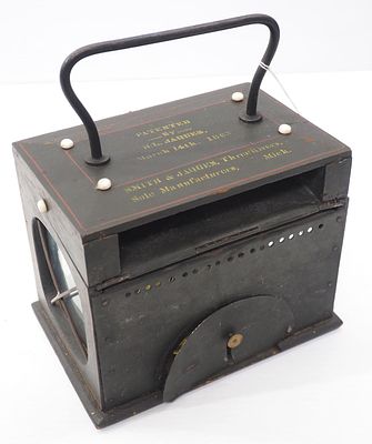 Buggy heater/foot warmer with excellent stenciling for Jaques, March 14, 1865, WOW! RARE! - Great