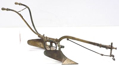 Salesman sample unusual 2-bottom plow. Salesman sample unusual horse-drawn 2-bottom plow, no 