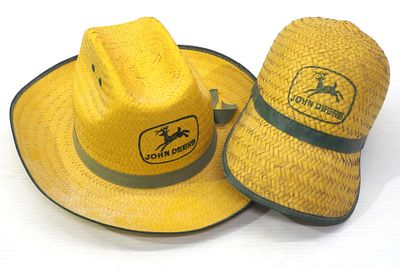 (2) John Deere straw hats