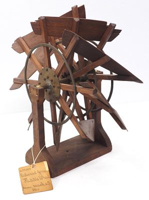 Patent model paddle wheel with patent papers for Edward Jones, patented March 6, 1866, 13"dia x 