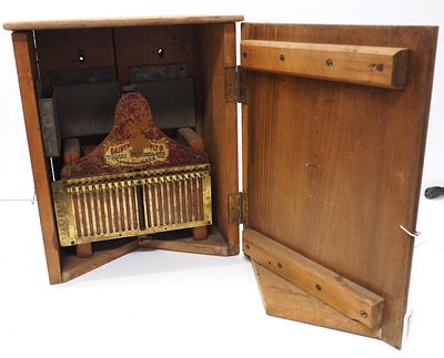 Dairyman Supply Co. wall-mount scale in cabinet with door, cabinet is 15"x8.5"x18"H - Good 