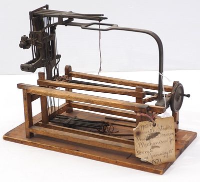 Patent model shuttle driving mechanism for looms. Wooden patent model "shuttle driving mechanism 