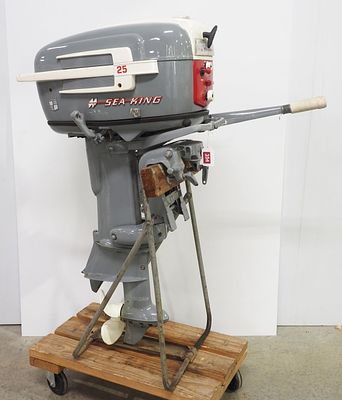 Montgomery Wards Sea King 25hp boat motor with stand - Motor is restored but untested * * Not 