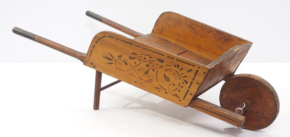 Lot 356: Early wooden child's wheelbarrow