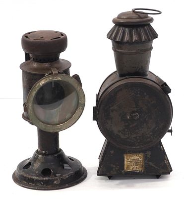 (2) Miners lamps, largest is 9.5"H